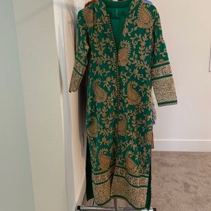 Green and gold salwar